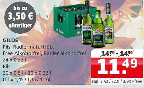 GILDE Pils, Radler naturtrüb, Free Alkoholfrei, Radler alkoholfrei 24 x 0,33 l