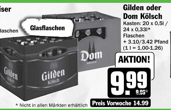 Gilden oder Dom Kölsch – Kasten 20 x 0,5l oder 24 x 0,33l