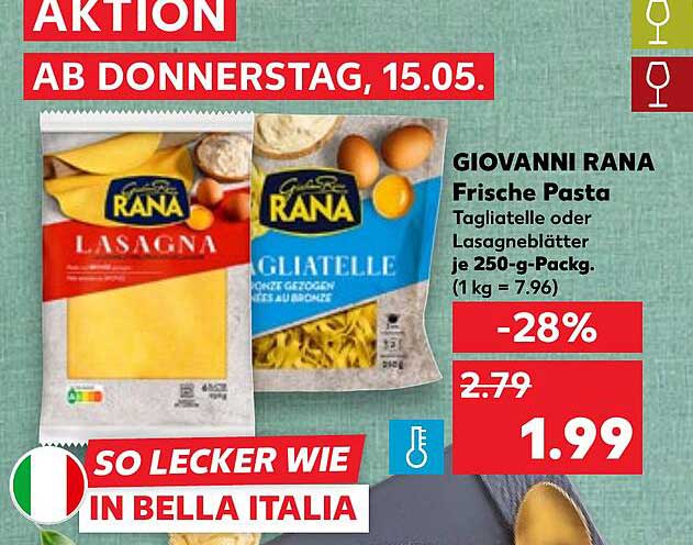 GIOVANNI RANA Frische Pasta Tagliatelle oder Lasagneblätter je 250-g-Pack.