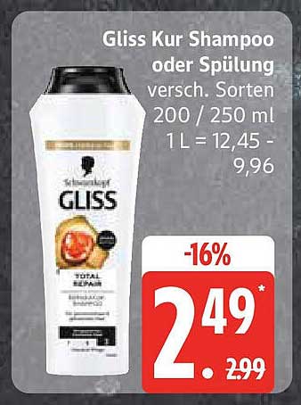 Gliss Kur Shampoo oder Spülung 200/250 ml