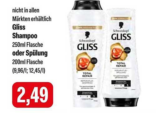 Gliss Shampoo 250ml Flasche oder Spülung 200ml Flasche