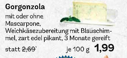 Gorgonzola mit oder ohne Mascarpone, Weichkäsezubereitung mit Blauschimmel, zart edel pikant, 3 Monate gereift