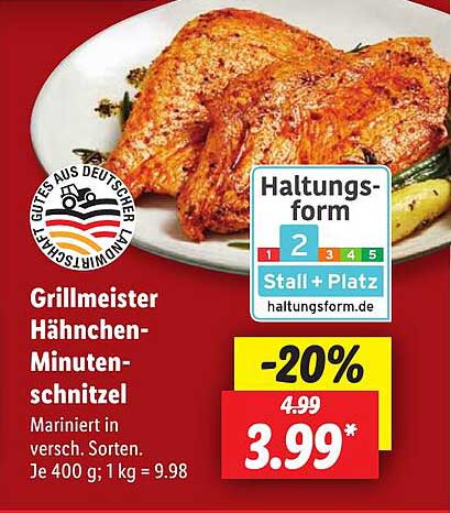 Grillmeister Hähnchen-Minutensteaks, mariniert, 400 g