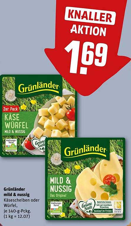 Grünländer Käsewürfel Mild & Nussig 2er Pack