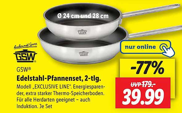 GSW® Edelstahl-Pfannenset, 2-tlg.