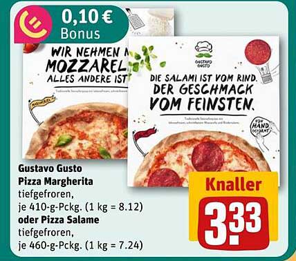 Gustavo Gusto Pizza Margherita oder Pizza Salame