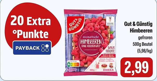 Gut & Günstig Himbeeren gefroren 500g Beutel