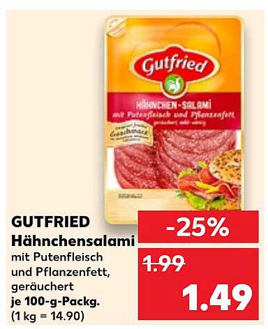 GUTFRIED Hähnchensalami mit Putenfleisch und Pflanzenfett, geräuchert
