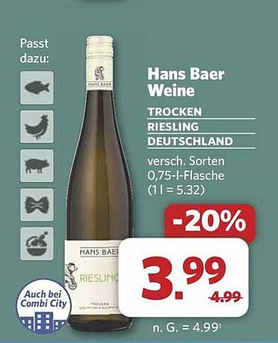 Hans Baer Weine - Trocken Riesling Deutschland, 0,75-L-Flasche