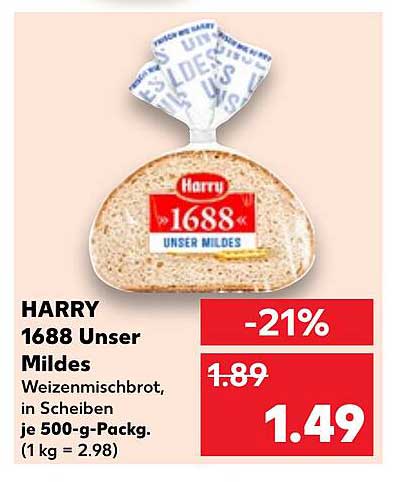 HAR-RY 1688 Unser Mildes Weizenmischbrot - in Scheiben