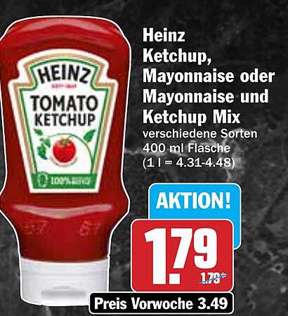 Heinz Ketchup, Mayonnaise oder Mayonnaise und Ketchup Mix 400 ml Flasche
