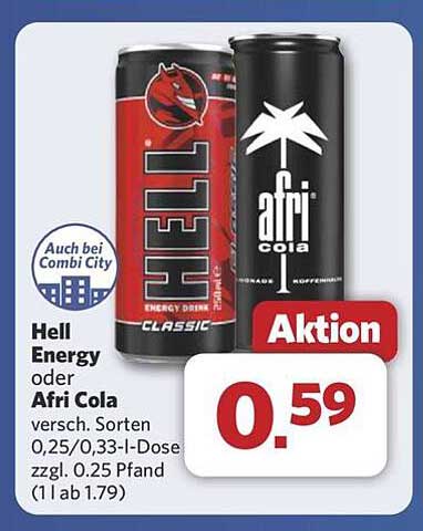 Hell Energy oder Afri Cola – Aktionspreis!