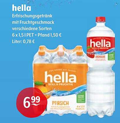 hella Erfrischungsgetränk 6 x 1,5 l PET - Fruchtgeschmack