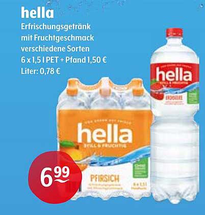 hella Erfrischungsgetränk mit Fruchtgeschmack - 6 x 1,5 l PET