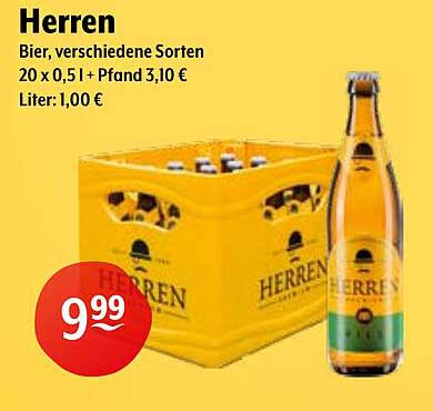 Herren Bier, verschiedene Sorten – 20 x 0,5 l