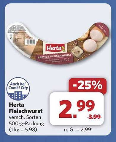 Herta Fleischwurst verschiedene Sorten 500-g-Packung