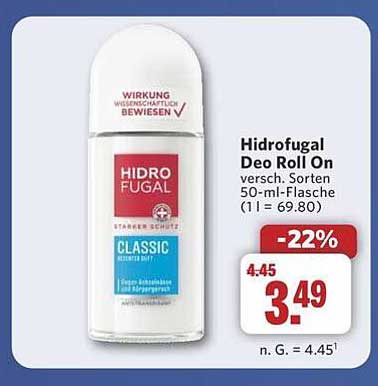 HidroFugal Deo Roll On 50 ml - Erfrischender Schutz für jeden Tag