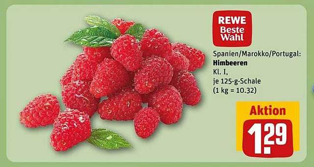 Himbeeren Kl. I, je 125-g-Schale