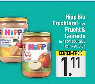 Hipp Bio Fruchtbrei oder Frucht & Getreide je 160/190g Glas