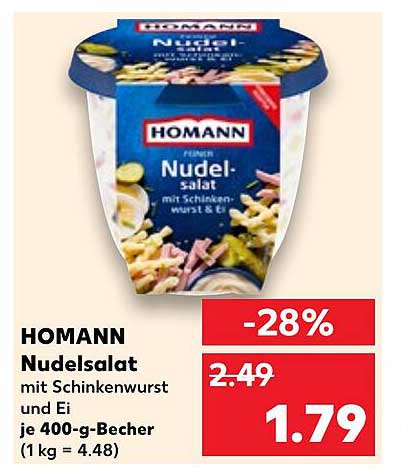 HOMANN Nudelsalat mit Schinkenwurst und Ei je 400-g-Becher