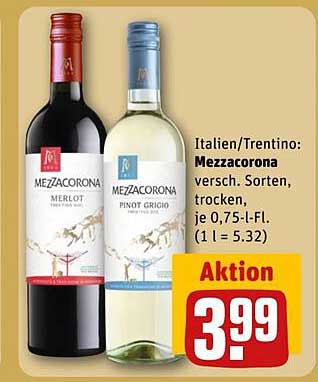 Italien/Trentino: Mezzacorona verschiedene Sorten, trocken, je 0,75-l-Fl.