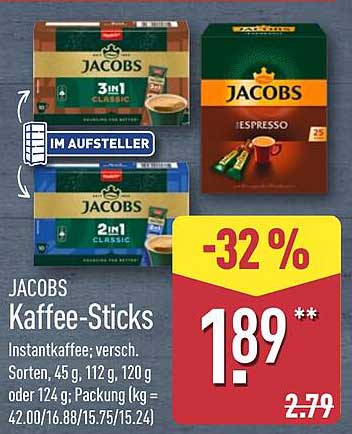 JACOBS Kaffee-Sticks vielfältige Sorten 45 g, 112 g, 120 g oder 124 g
