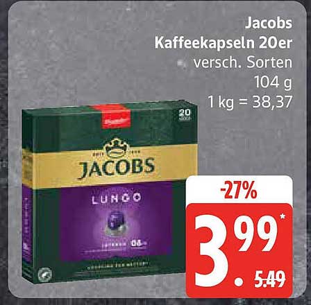 Jacobs Kaffeekapseln 20er - verschiedene Sorten