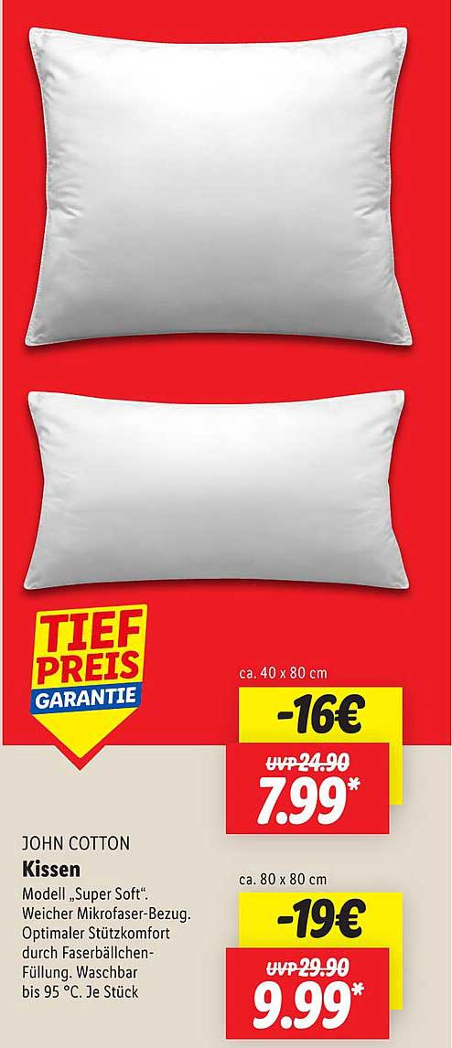 JOHN COTTON Kissen Modell „Super Soft“
