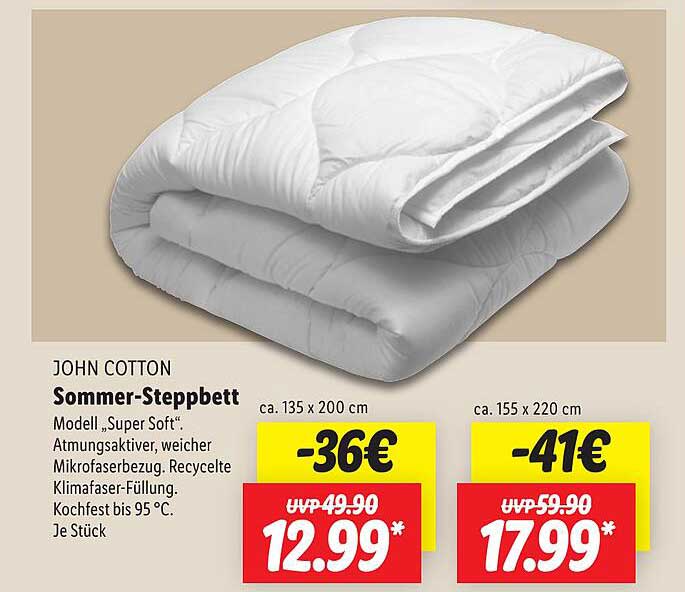 JOHN COTTON Sommer-Steppbett "Super Soft"