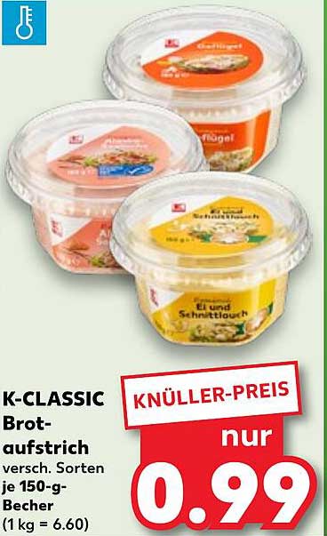 K-CLASSIC Brotaufstrich - verschiedene Sorten je 150-g-Becher