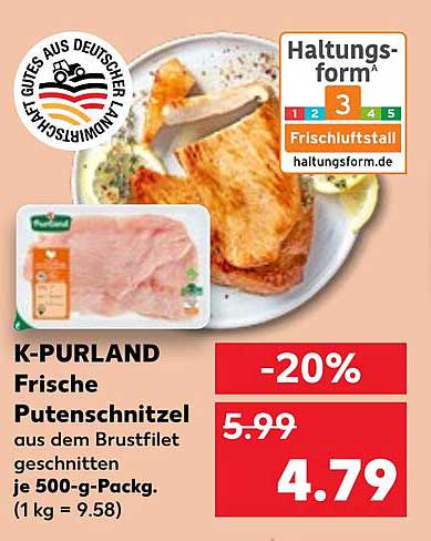 K-PURLAND Frische Putenschnitzel 500 g