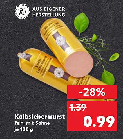 Kalbsleberwurst fein, mit Sahne je 100 g