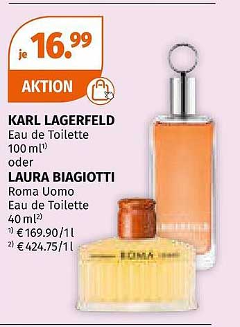 Karl Lagerfeld Eau de Toilette 100 ml oder Laura Biagiotti Roma Uomo Eau de Toilette 40 ml