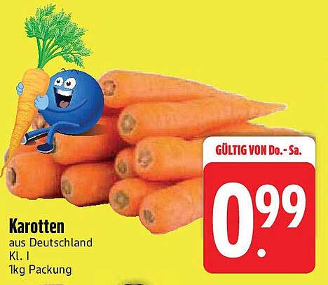 Karotten aus Deutschland Kl. I 1kg Packung