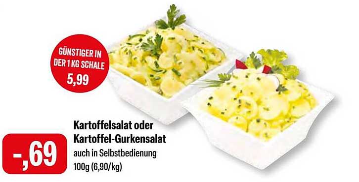 Kartoffelsalat oder Kartoffel-Gurkensalat - jetzt für nur 5,49€!