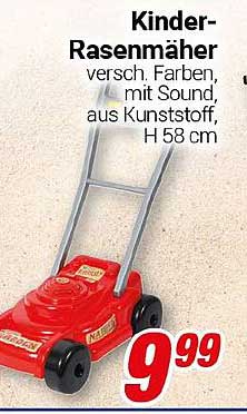 Kinder-Rasenmäher - verschieden Farben, mit Sound, aus Kunststoff, H 58 cm