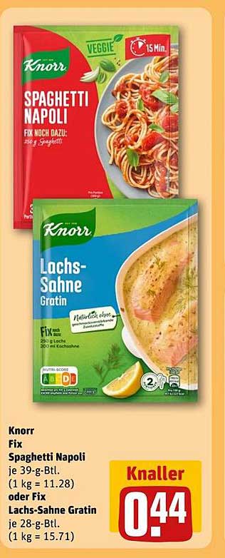 Knorr Fix Spaghetti Napoli oder Lachs-Sahne Gratin