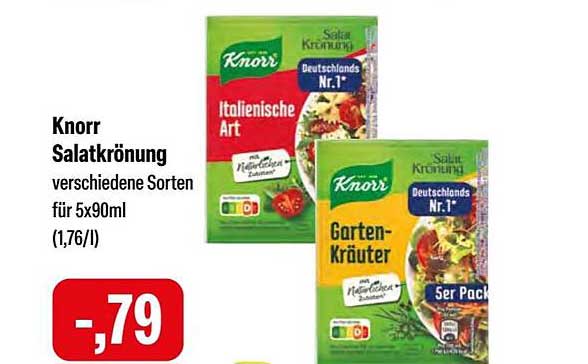 Knorr Salatkrönung verschiedene Sorten für 5x90ml (1,76€/l)