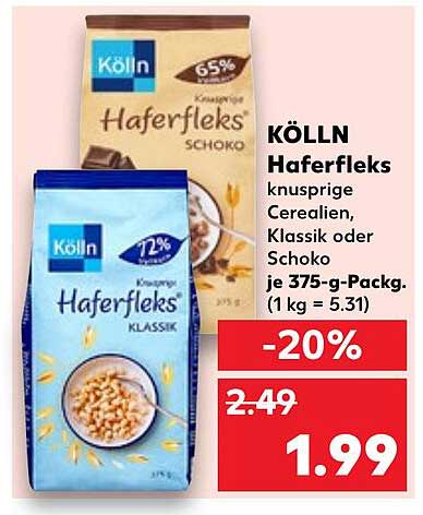 KÖLLN Haferfleks - Knusprige Cerealien in Klassik oder Schoko