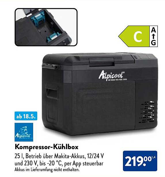 Kompakter Alpicool Kompressor-Kühlbox - 25 l
