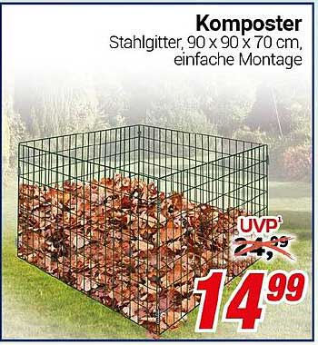 Komposter Stahlgitter, 90 x 90 x 70 cm, einfache Montage