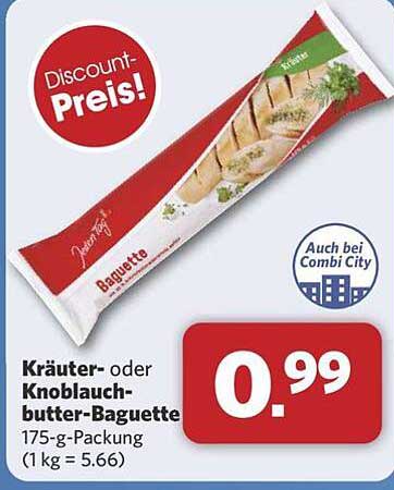 Kräuter- oder Knoblauchbutter-Baguette 175-g-Packung
