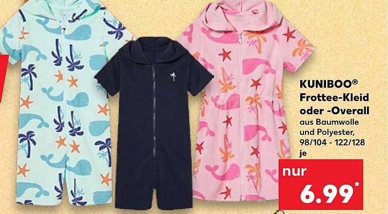 KUNIBOO® Frottee-Kleid oder -Overall aus Baumwolle und Polyester, 98/104 - 122/128