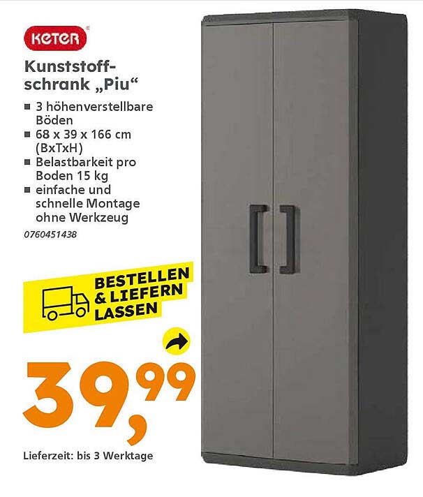 Kunststoffschrank „Piu“ von Keter