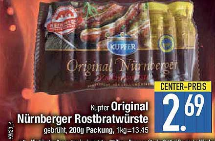 Kupfer Original Nürnberger Rostbratwürste 200g