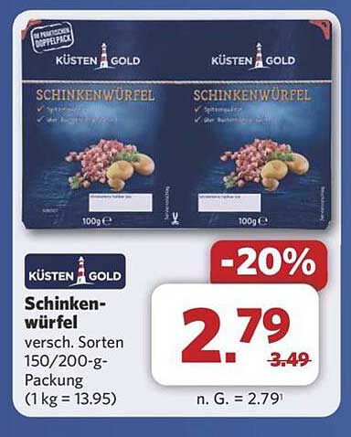 Küsten Gold Schinkenwürfel 150/200-g-Packung - Jetzt 20% sparen!