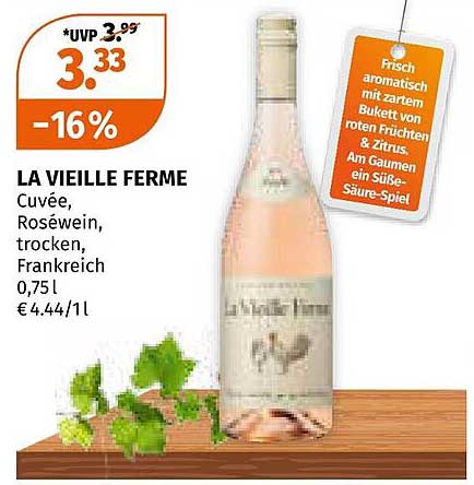 LA VIEILLE FERME Cuvée, Roséwein, trocken, Frankreich 0,75l