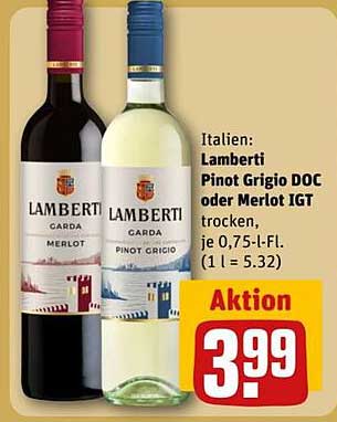 Lamberti Pinot Grigio DOC oder Merlot IGT trocken, je 0,75-l-Fl.