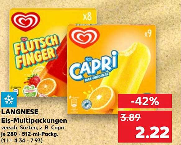 LANGNESE Eis-Multipackungen - Flutsch Finger & Capri