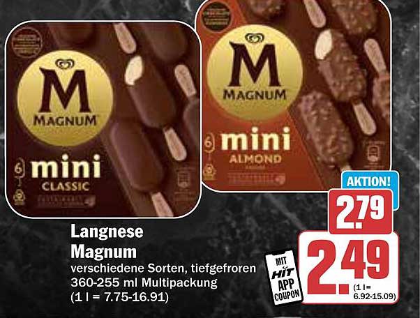 Langnese Magnum Mini - verschiedene Sorten, tiefgefroren, 360-255 ml Multipackung